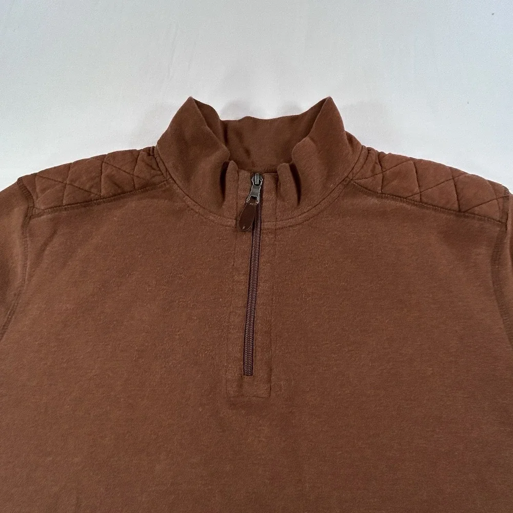 Johnson & Murphy Quarter Zip Mens Sz XL Brown Sweater Pullover Casual Diamond